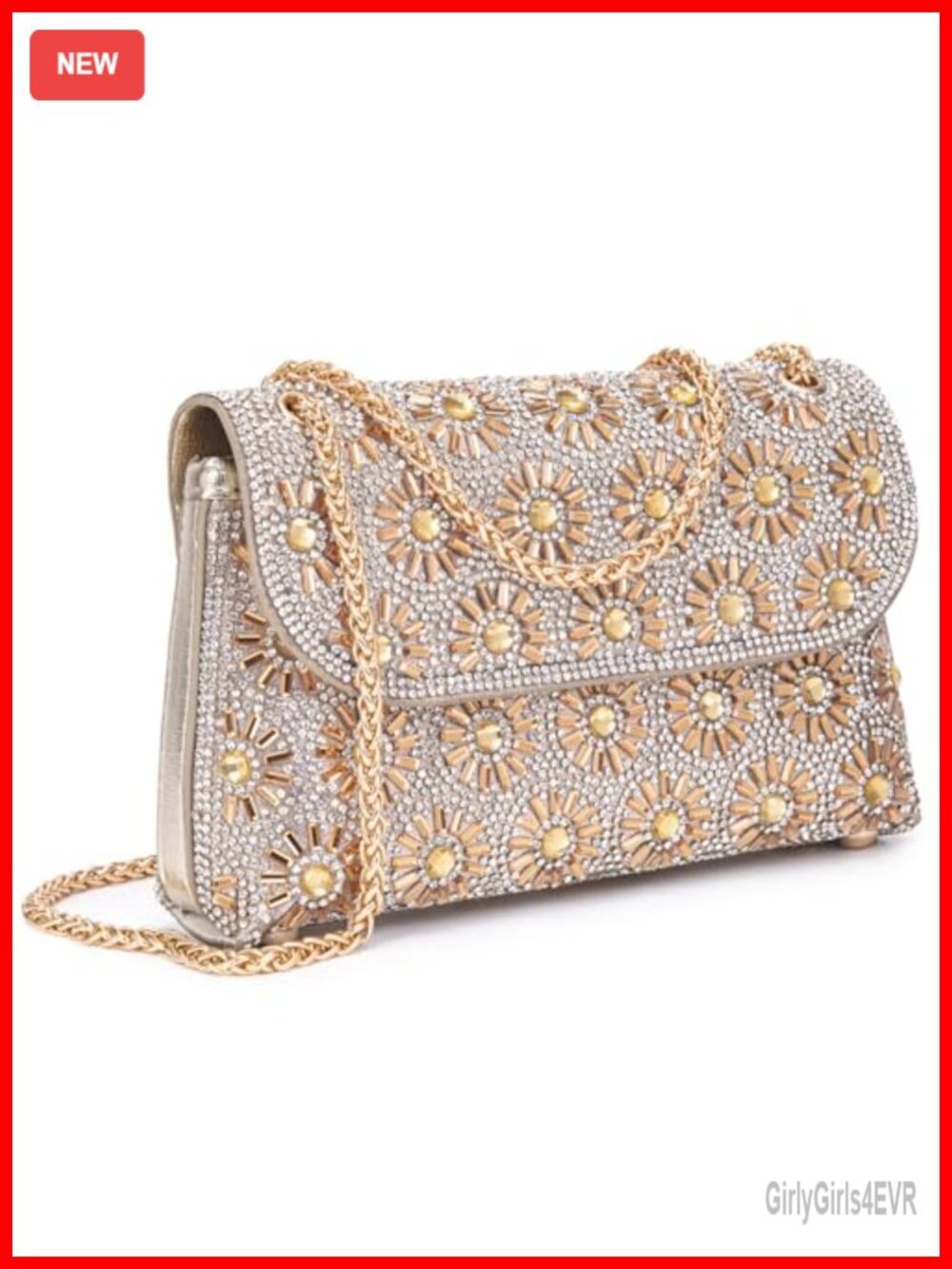 Crystals Rhinestone Evening Clutch with Chain Shoulder Bag Crossbody